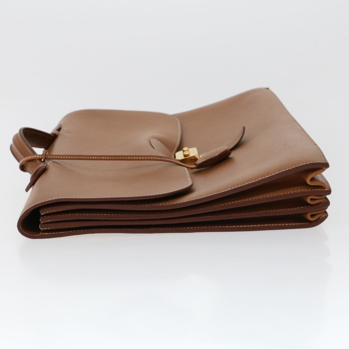 Hermes Sac a Depeches Bag Buffalo, BROWN, LEATHER, Briefcase