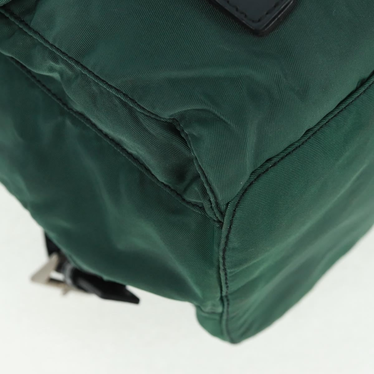 Prada Vela Double Front Pocket Backpack Tessuto with Saffiano Leather, GREEN, NYLON, Backpack