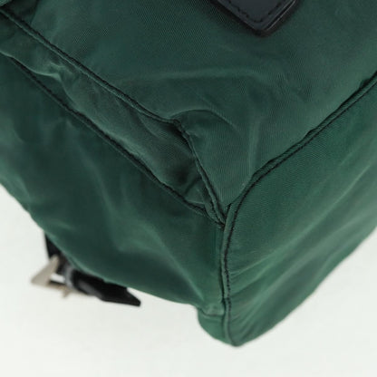 Prada Vela Double Front Pocket Backpack Tessuto with Saffiano Leather, GREEN, NYLON, Backpack