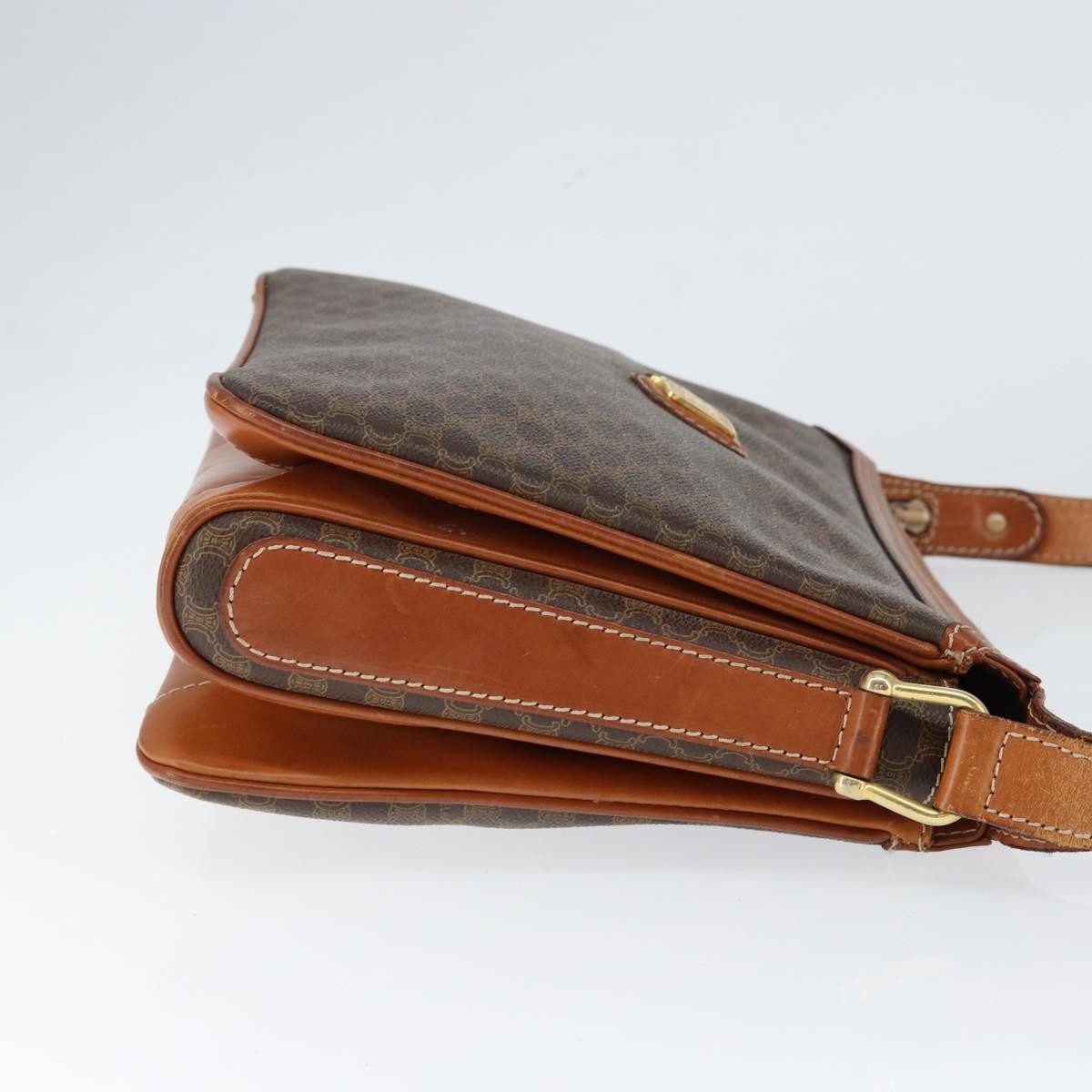 Celine Macadam Shoulder Bag PVC Leather, BROWN, CANVAS, Shoulder bag