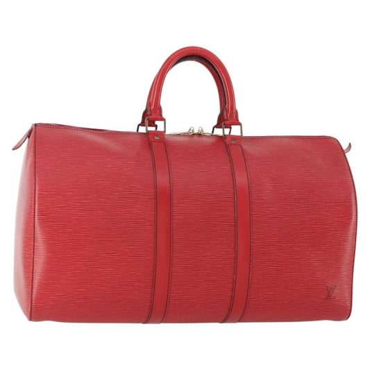 Louis Vuitton Keepall Bag Epi Leather, RED, LEATHER, Travel bag