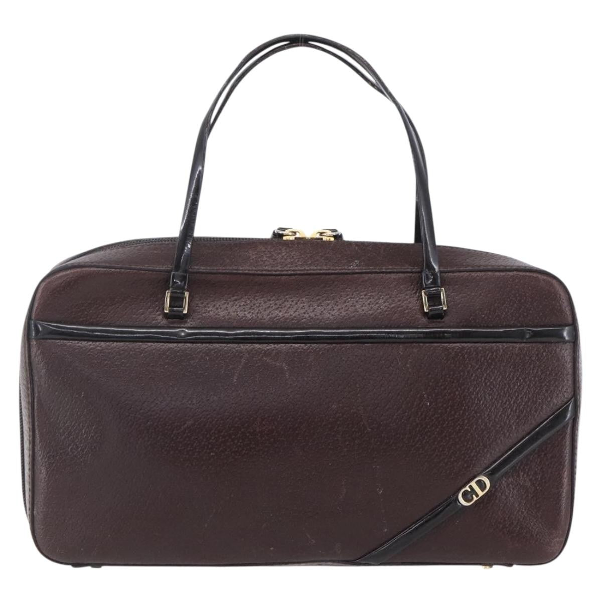 Christian Dior Vintage CD Handbag Leather, BROWN, LEATHER, Handbag