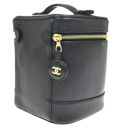 Chanel Vintage Timeless Cosmetic Case Caviar, Black, Leather, Handbag