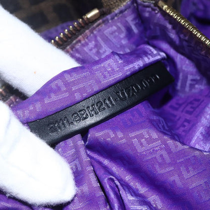 Fendi Compartment Shopping Tote Zucca Coated Canvas, BLACK, PVC, Tote bag