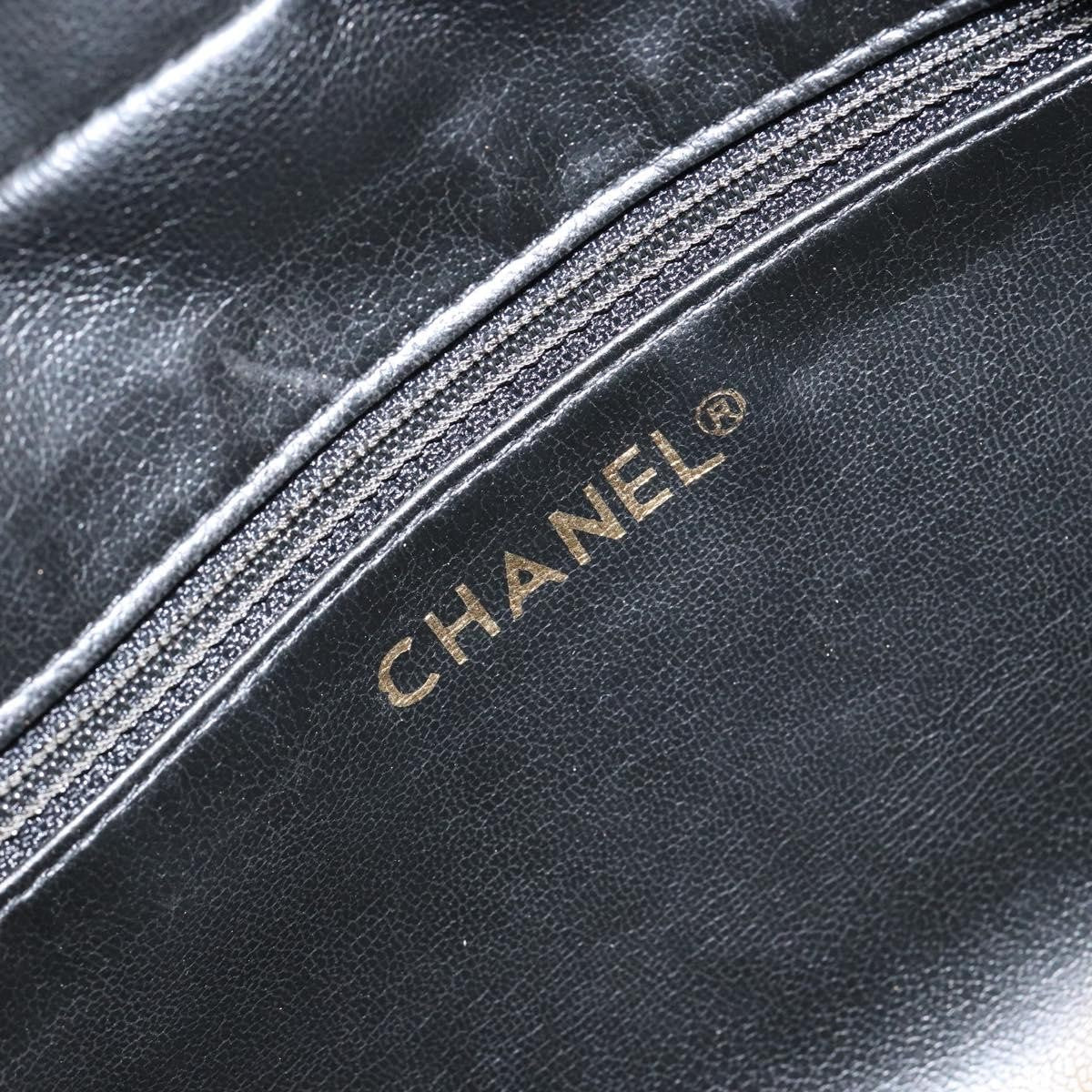 Chanel Vintage Toiletry Pouch Lambskin, BLACK, LEATHER, Clutche & pouche