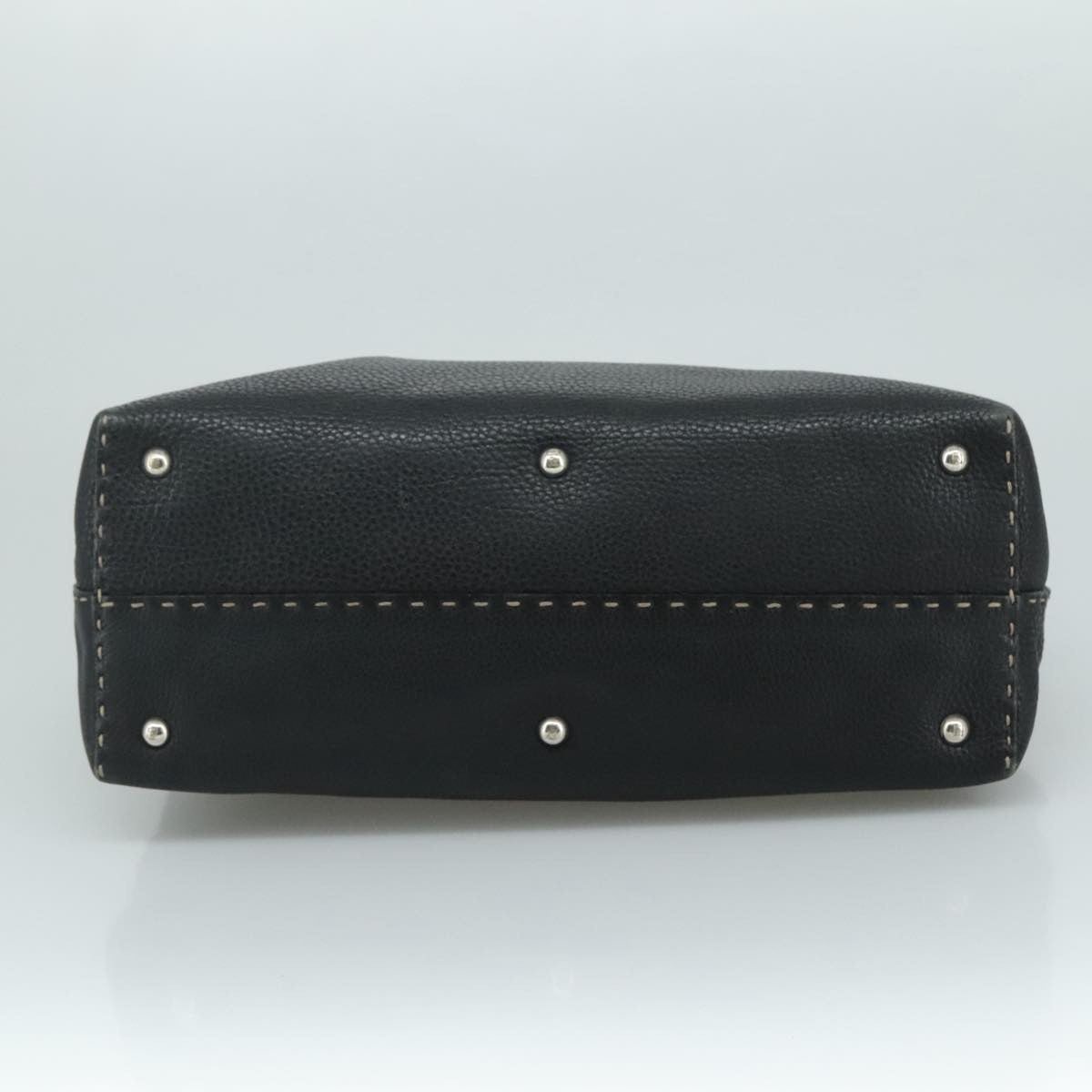 Fendi Selleria Handle Bag Embossed Leather, BLACK, LEATHER, Handbag