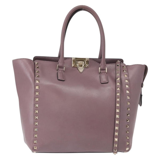 Valentino Garavani Rockstud Tote Rigid Leather, PURPLE, LEATHER, Handbag