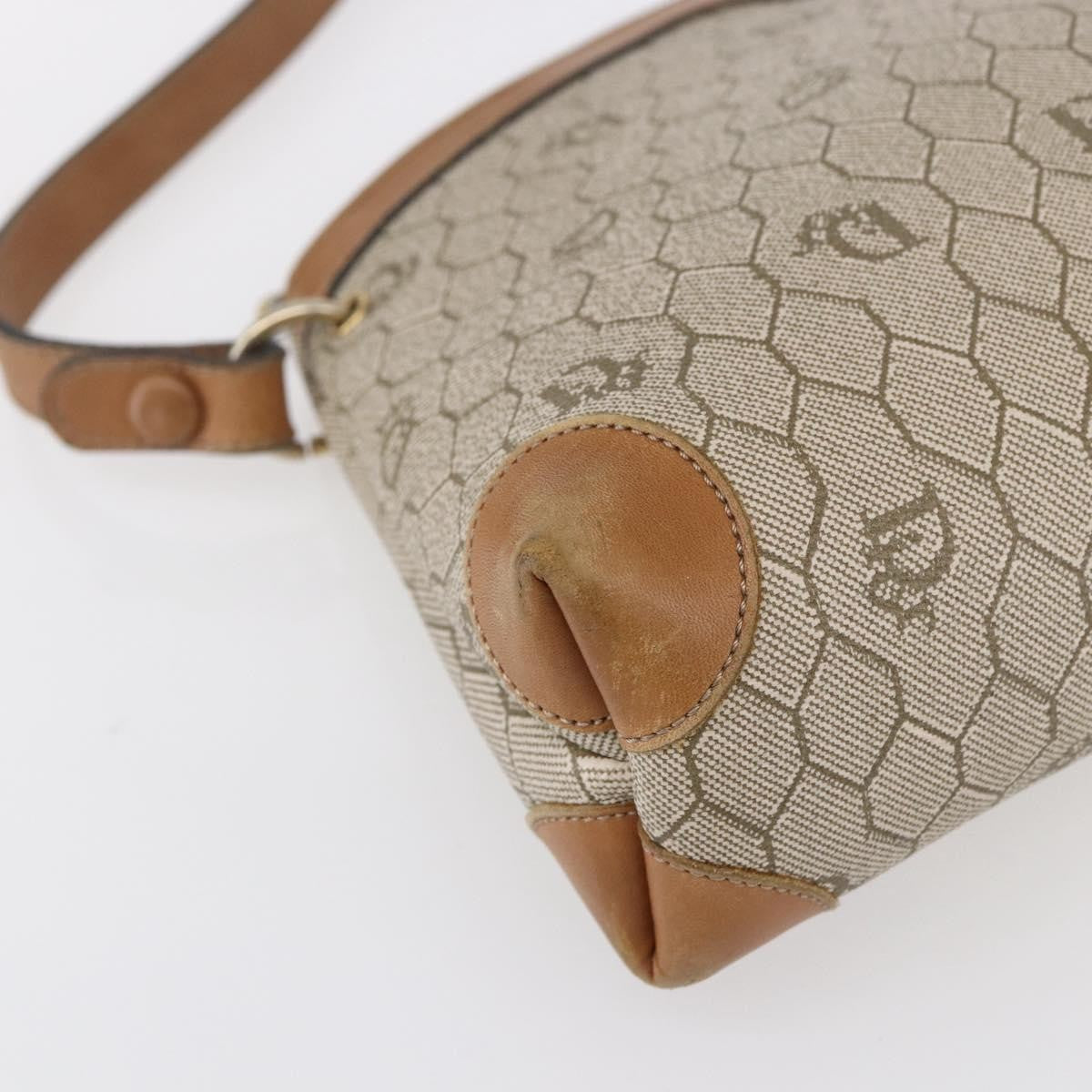 Christian Dior Vintage Honeycomb Shoulder Bag Canvas and Leather, BEIGE, CANVAS, Shoulder bag