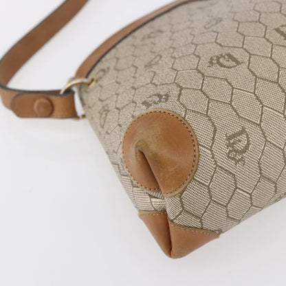 Christian Dior Vintage Honeycomb Shoulder Bag Canvas and Leather, BEIGE, CANVAS, Shoulder bag