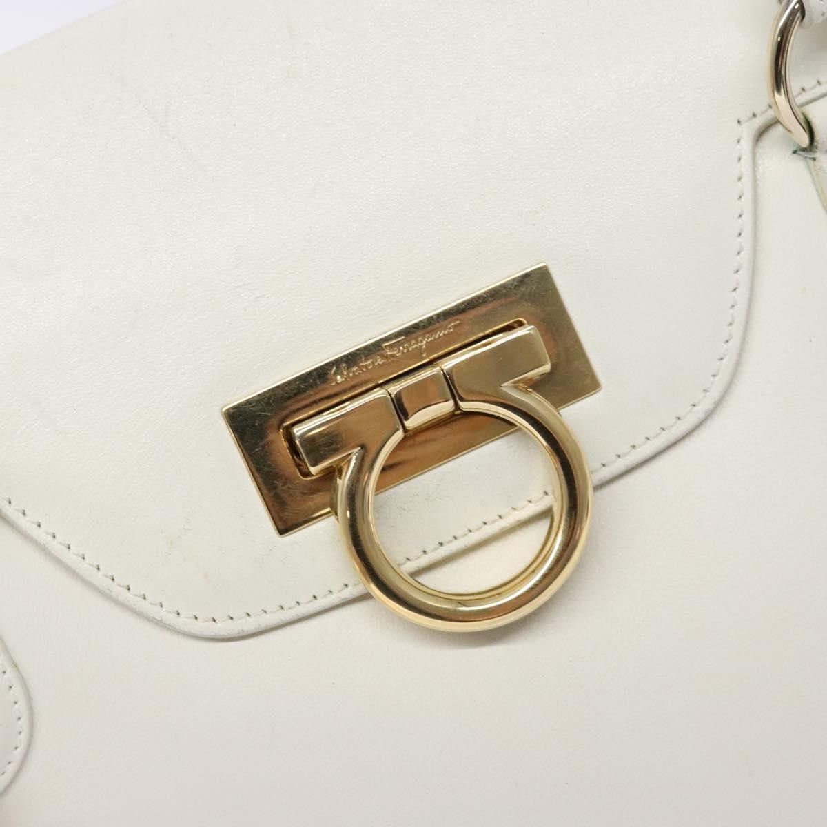 Salvatore Ferragamo Virna Satchel Leather, WHITE, LEATHER, Handbag