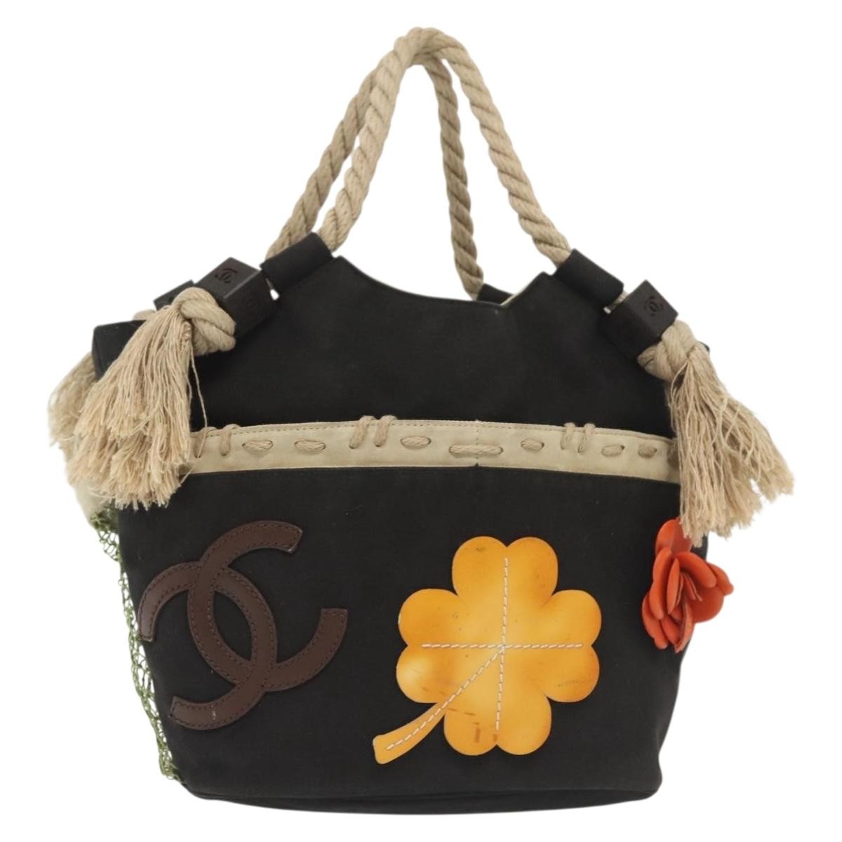 Chanel Camellia Flower Tote Canvas, BLACK, CANVAS, Tote bag
