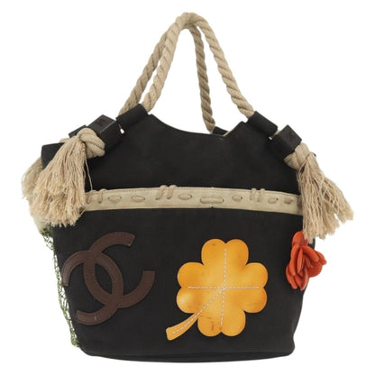 Chanel Camellia Flower Tote Canvas, BLACK, CANVAS, Tote bag