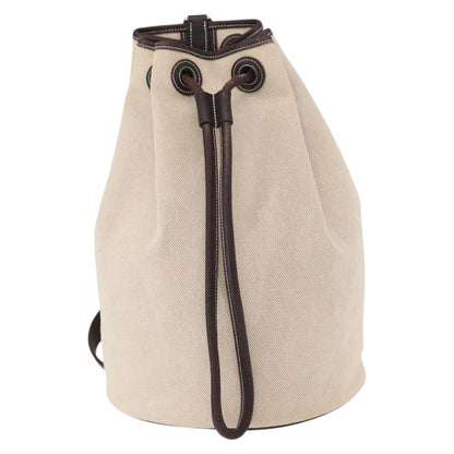 Hermes Sac Marin Recif Drawstring Bag Toile with Leather, BEIGE, CANVAS, Shoulder bag