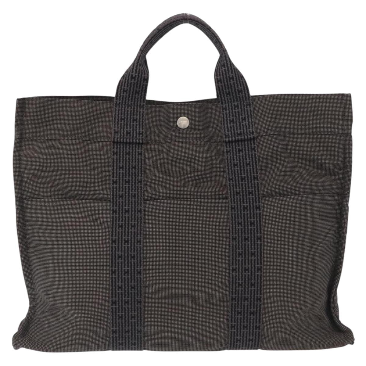 Hermes Fourre-tout Herline Canvas, GRAY, CANVAS, Tote bag