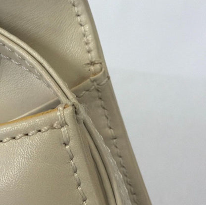 Celine Vintage Triomphe Flap Bag Leather, WHITE, LEATHER, Shoulder bag