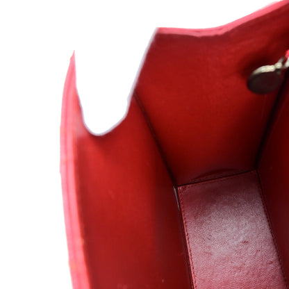 Chanel Vintage CC Flap Top Handle Calfskin Leather, RED, CALFSKIN, Handbag