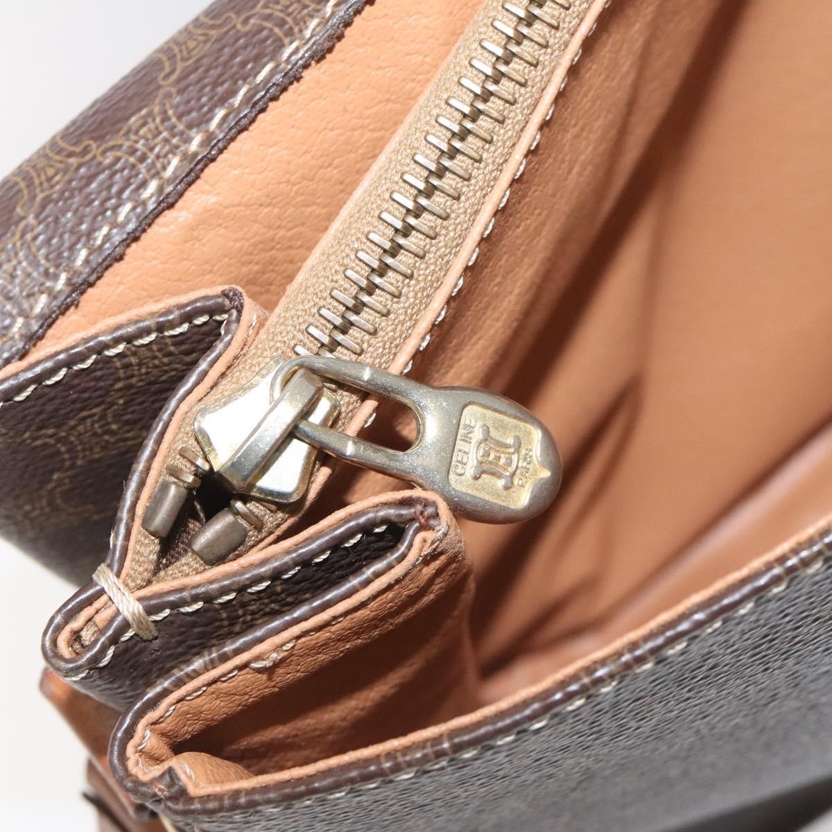 Celine Vintage Macadam Shoulder Bag Canvas and Leather, BROWN, CANVAS, Shoulder bag