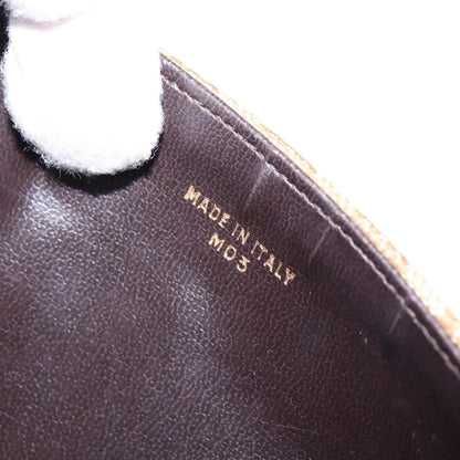 Celine Vintage Macadam Shoulder Bag Canvas and Leather, BEIGE, CANVAS, Shoulder bag