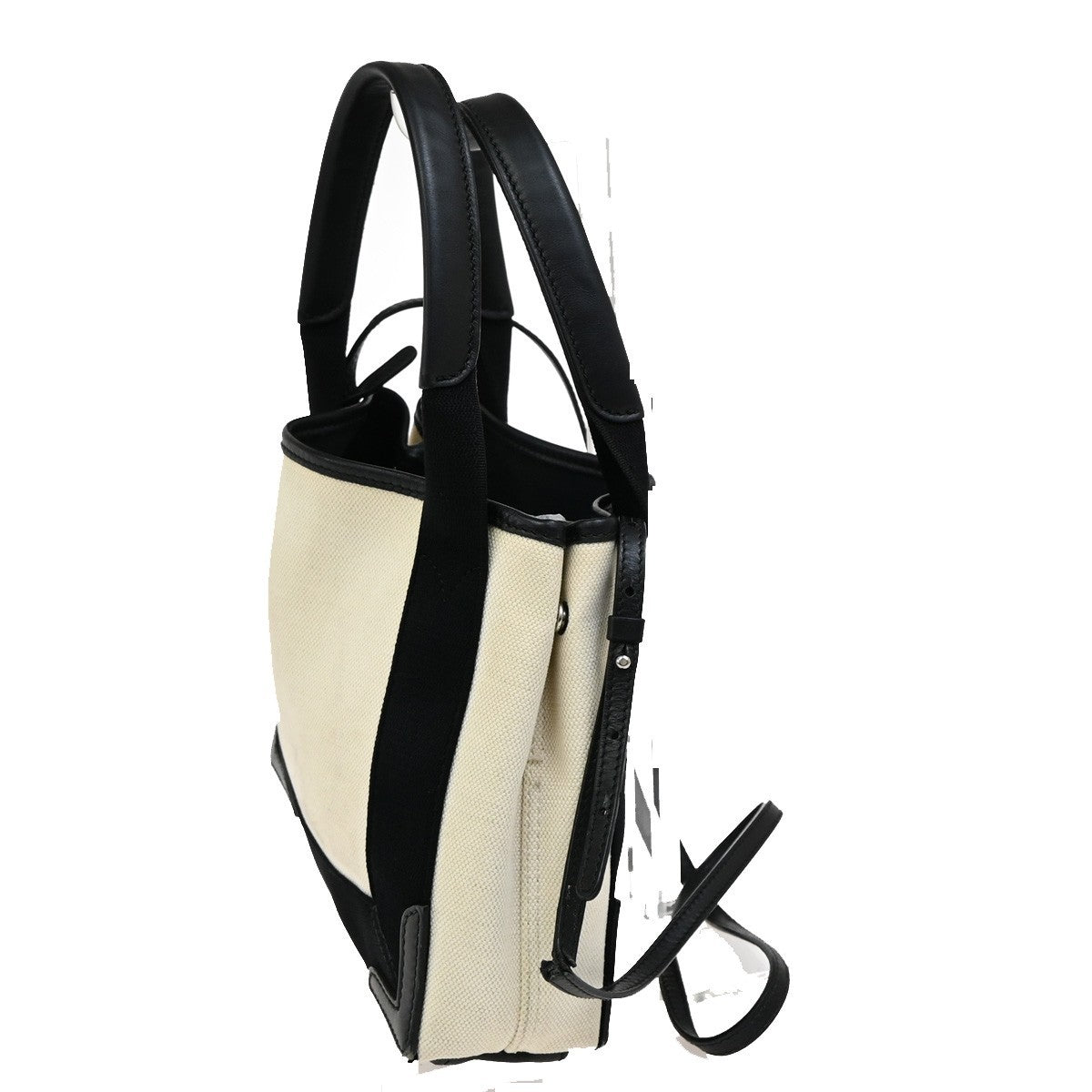 Balenciaga Navy Cabas Canvas with Leather, NAVY, CANVAS, Tote bag