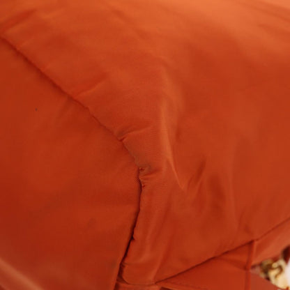 Prada Vela Double Front Pocket Backpack Tessuto with Saffiano Leather, ORANGE, NYLON, Backpack