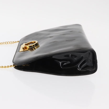 Salvatore Ferragamo Vintage Gancini Chain Shoulder Bag Patent Leather, BLACK, PATENT_LEATHER, Shoulder bag
