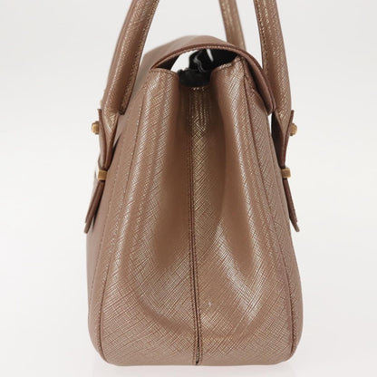 Salvatore Ferragamo Flap Satchel Saffiano Leather, GOLD, LEATHER, Handbag