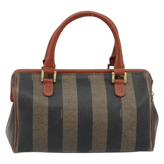 Fendi Vintage Pequin Convertible Boston Bag Coated Canvas, BROWN, CANVAS, Handbag