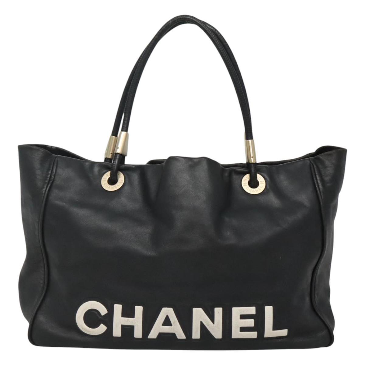 Chanel Camellia Tote Lambskin, BLACK, LEATHER, Tote bag