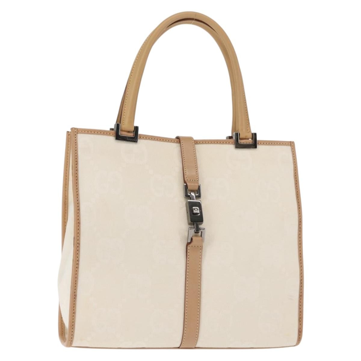 Gucci Vintage Jackie Handbag Canvas, BEIGE, CANVAS, Handbag