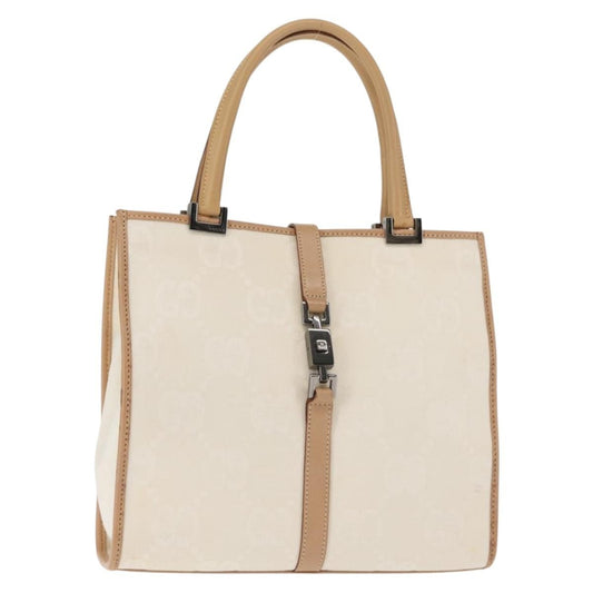 Gucci Vintage Jackie Handbag Canvas, BEIGE, CANVAS, Handbag