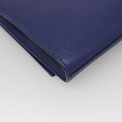 Saint Laurent Chyc Clutch Leather, BLUE, LEATHER, Clutche & pouche