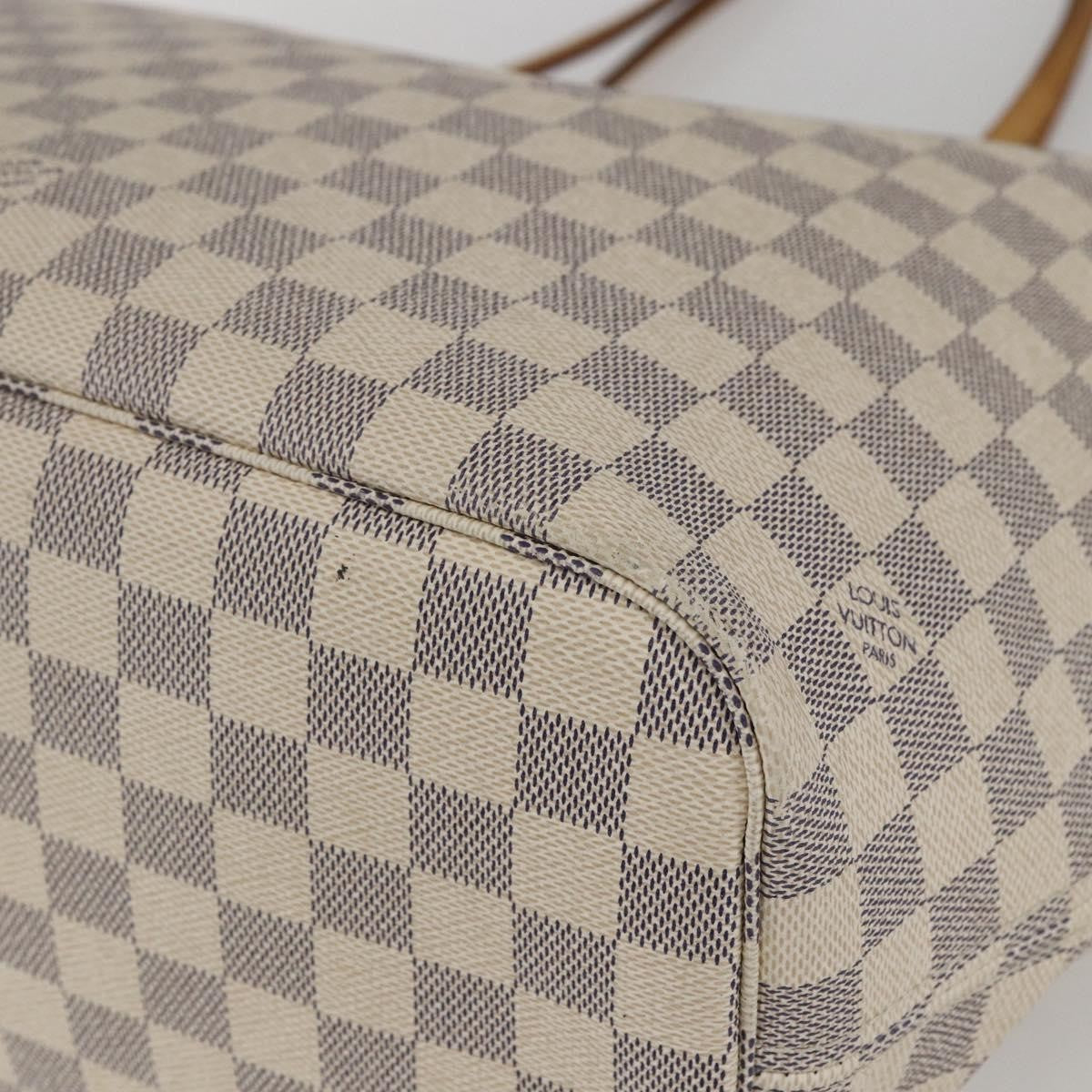 Louis Vuitton Neverfull Tote Damier azur, WHITE, CANVAS, Tote bag