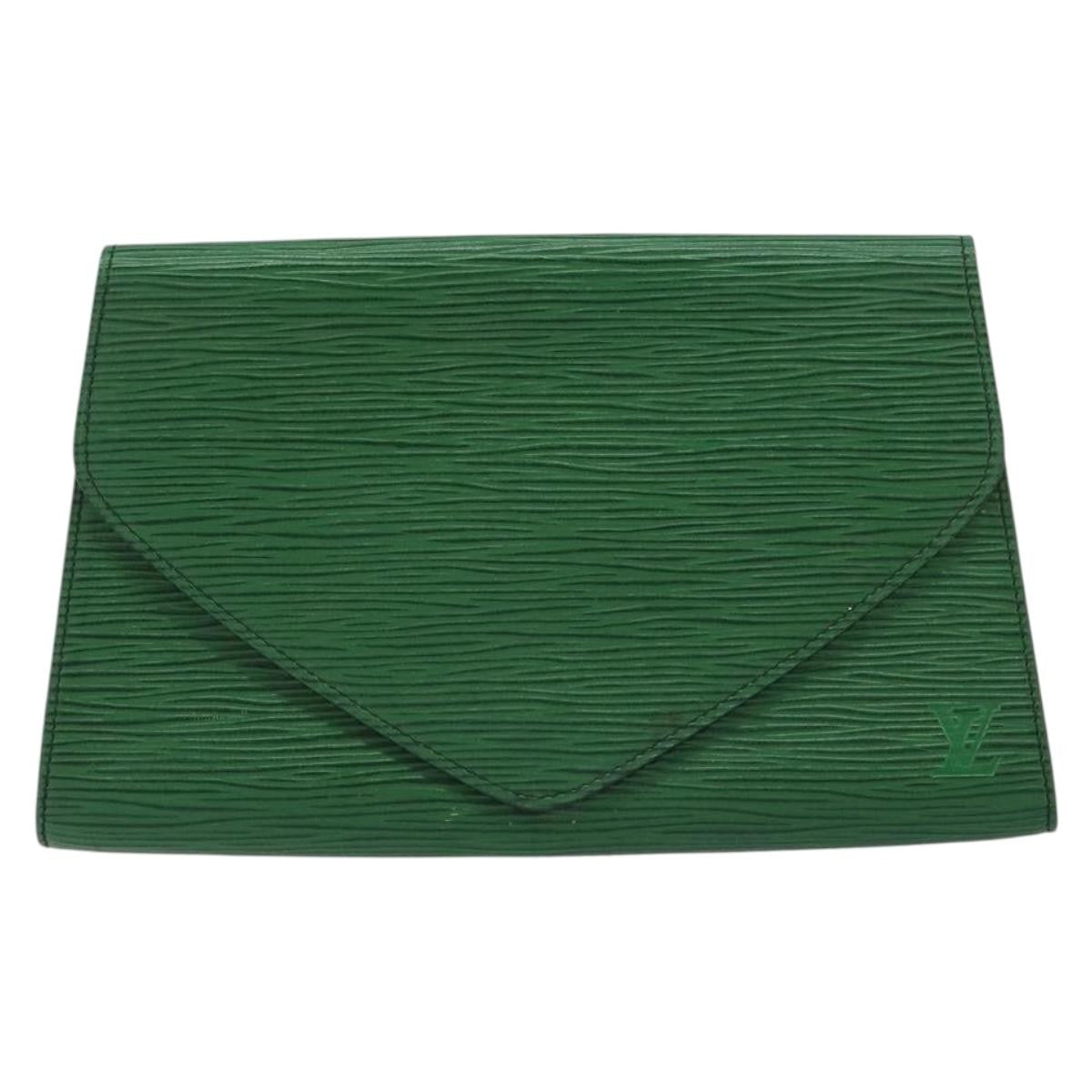Louis Vuitton Art Deco Clutch Epi Leather, GREEN, LEATHER, Clutche & pouche