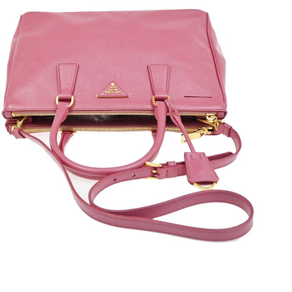 Prada Lux Open Tote Saffiano Leather, Pink, Leather, Tote Bag