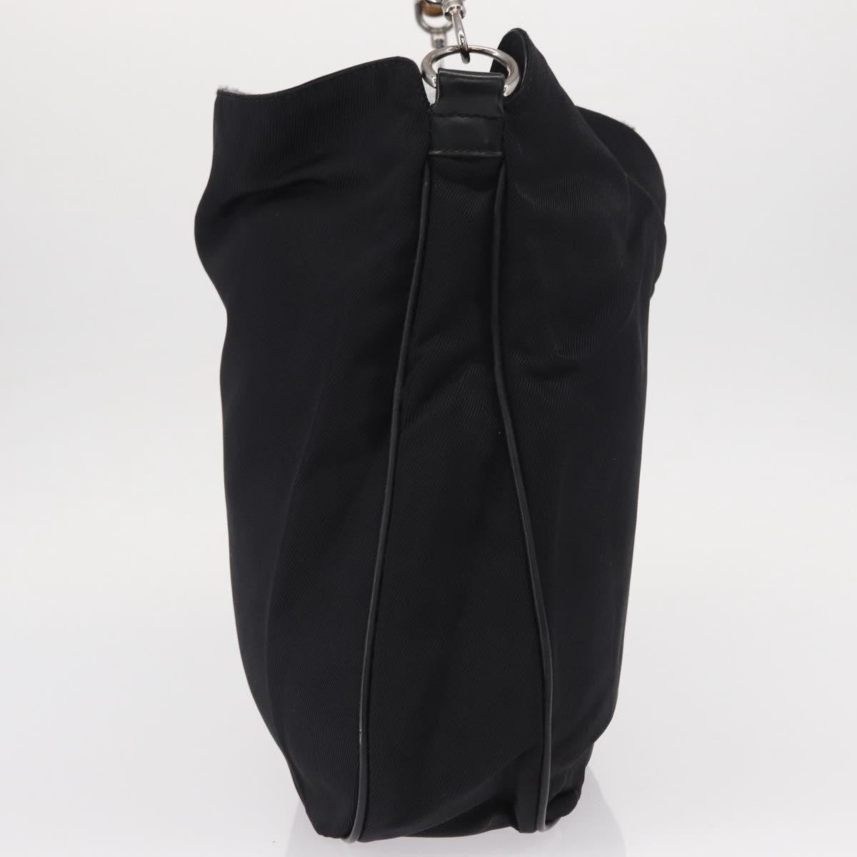 Gucci Vintage Bamboo Shoulder Bag Nylon, BLACK, CANVAS, Shoulder bag
