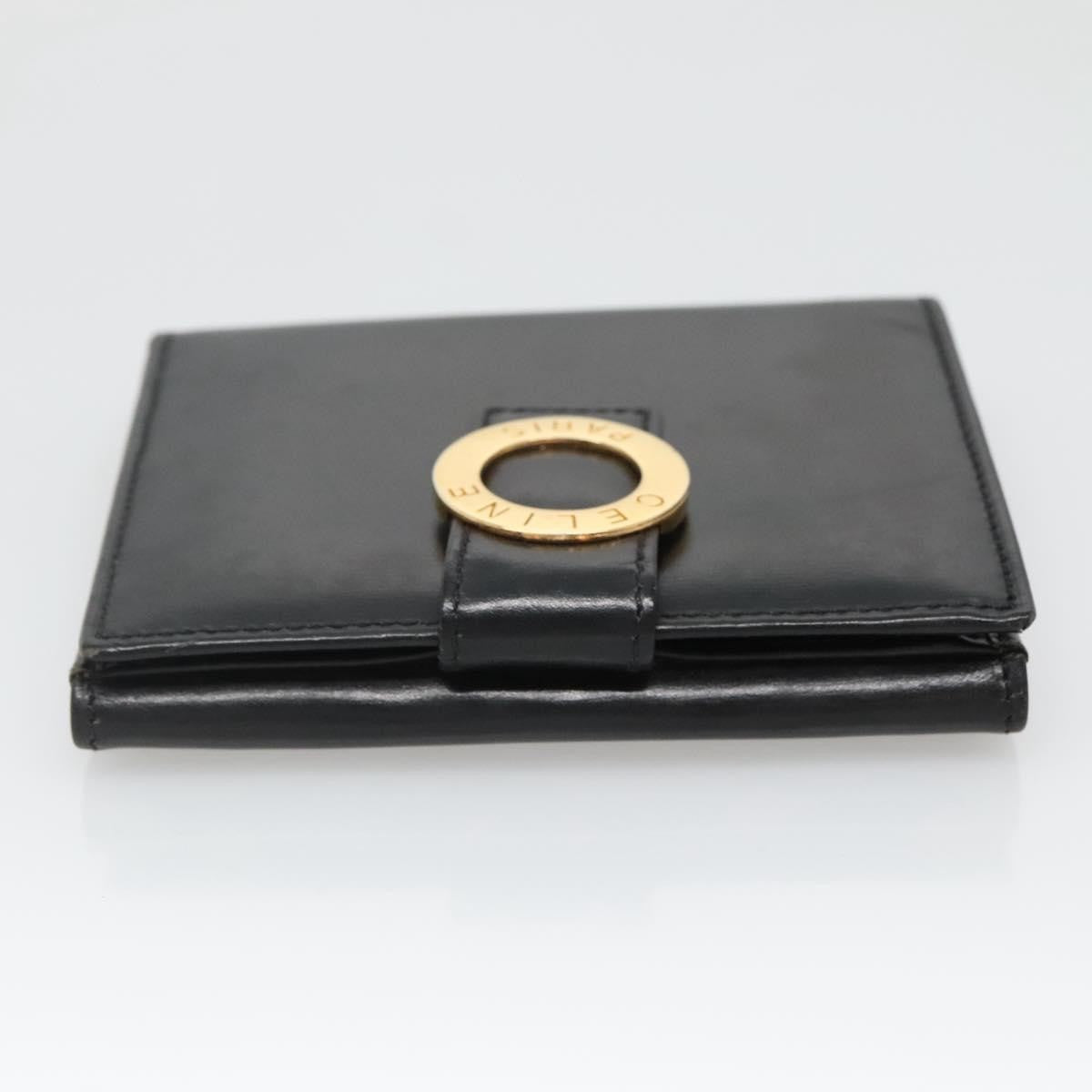 Celine Circle Logo Compact Wallet Leather, BLACK, LEATHER, Wallets