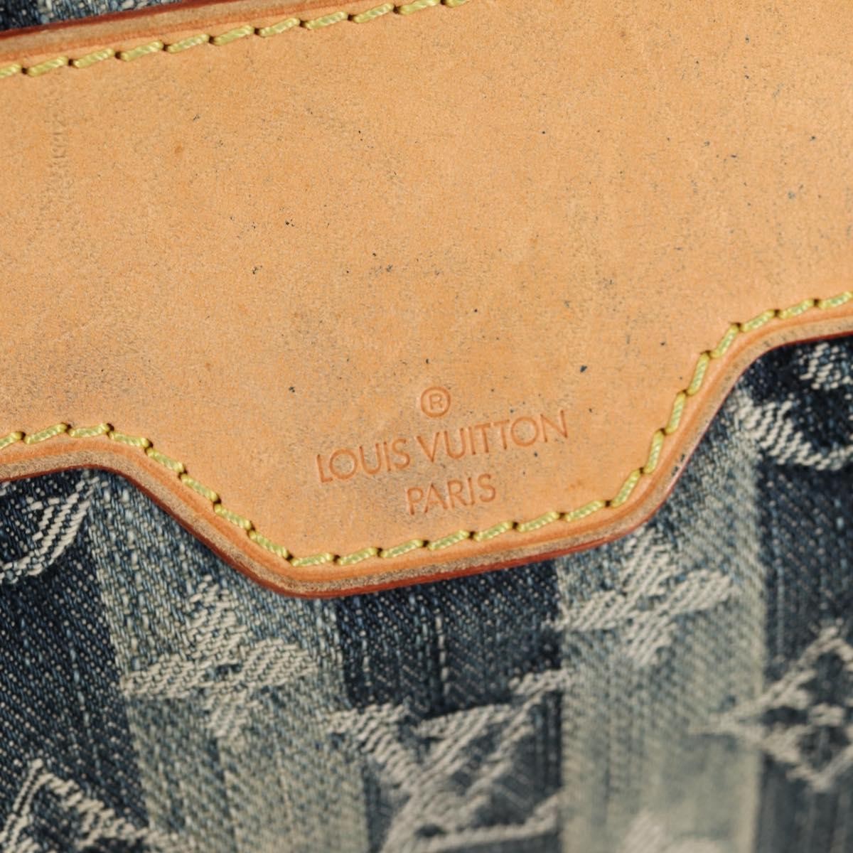 Louis Vuitton Porte Epaule Raye Handbag Striped Monogram Denim, BLUE, DENIM_JEANS, Handbag