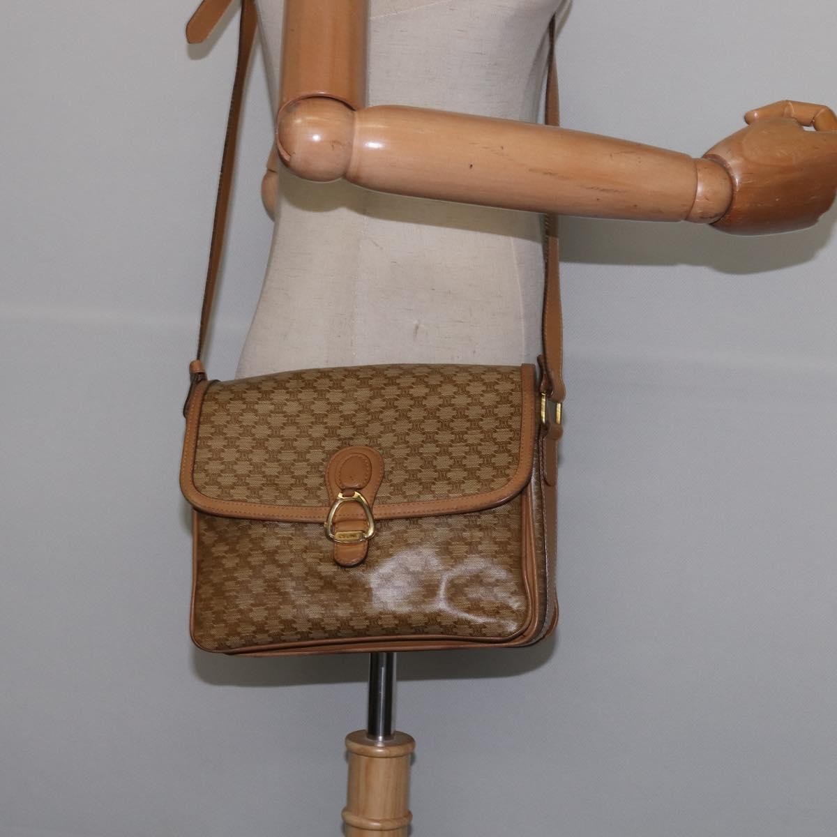 Celine Macadam Shoulder Bag PVC Leather, BEIGE, CANVAS, Shoulder bag