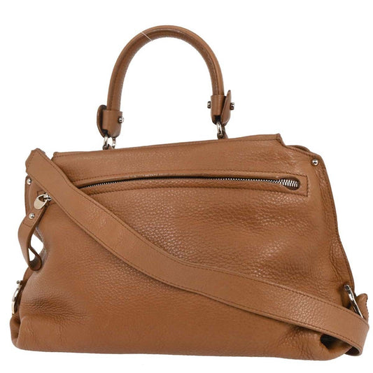 Salvatore Ferragamo Sofia Satchel Leather, BROWN, LEATHER, Handbag