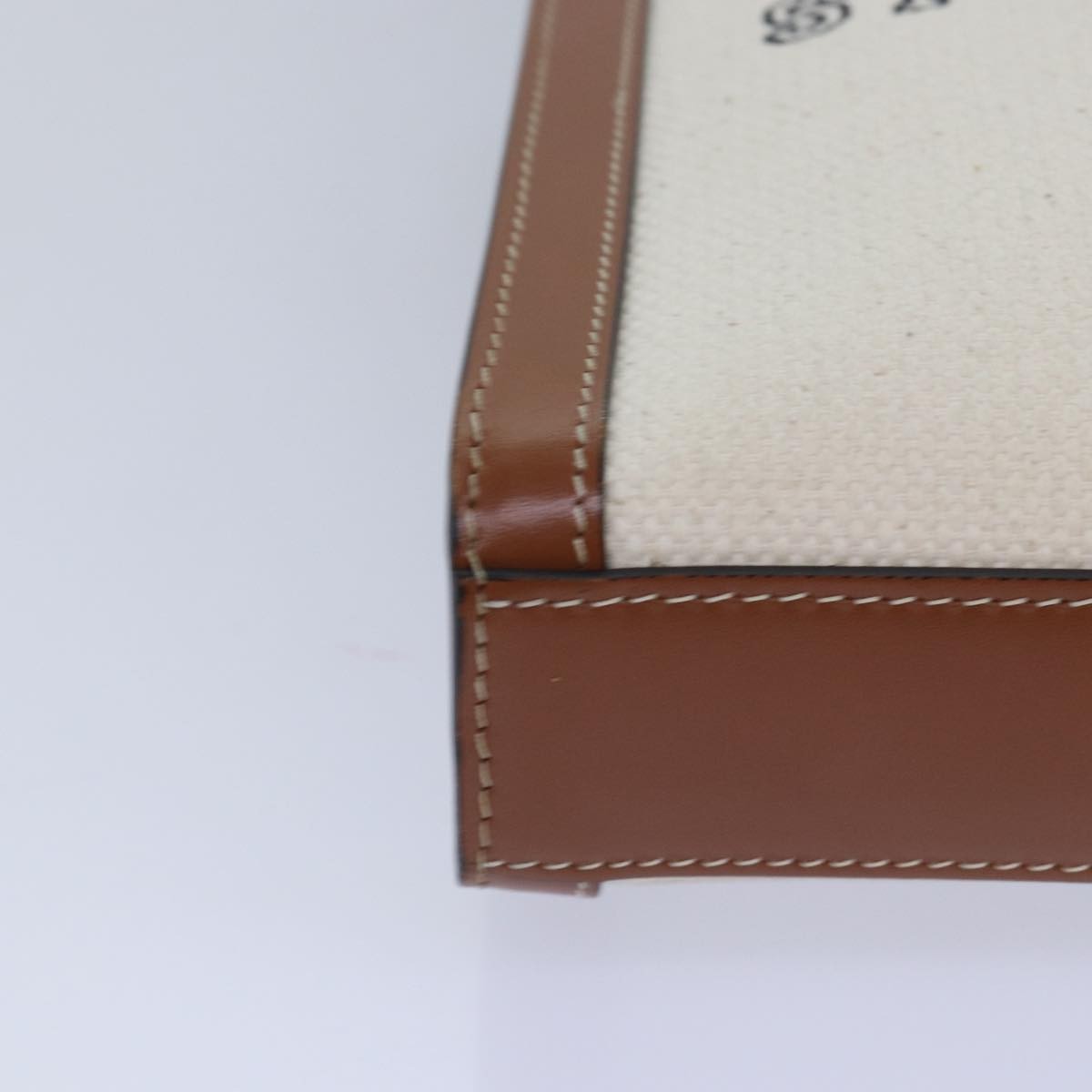 Celine Vertical Cabas Tote Canvas with Leather, WHITE, CANVAS, Handbag