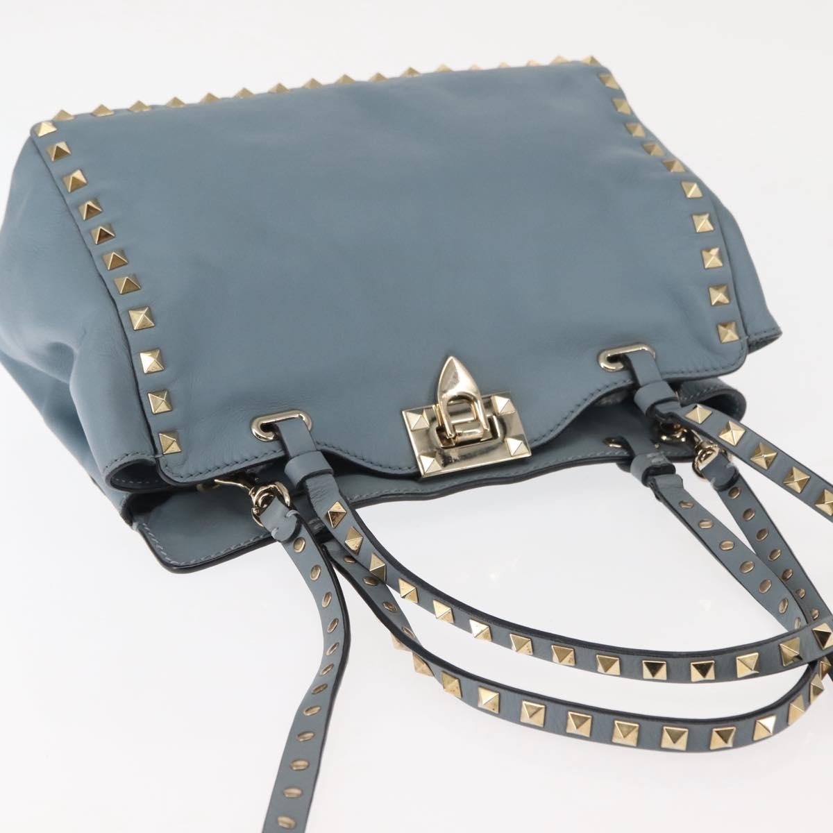 Valentino Garavani Rockstud Tote Soft Leather, BLUE, LEATHER, Tote bag