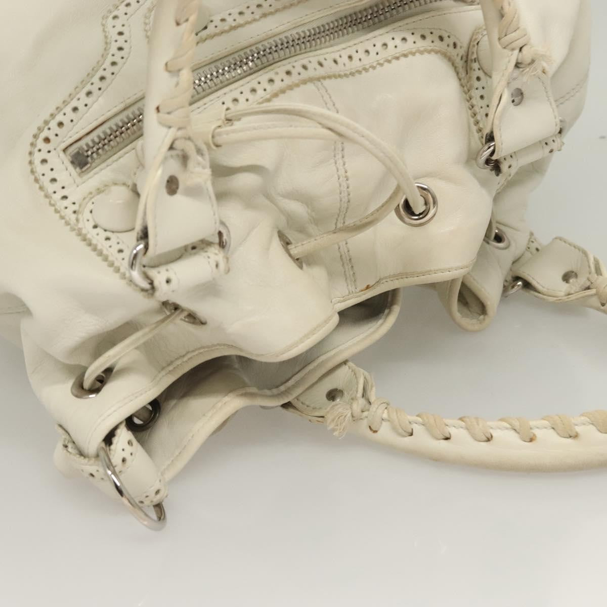 Balenciaga Pom Pon Giant Studs Bag Leather, WHITE, LEATHER, Handbag