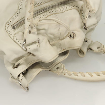 Balenciaga Pom Pon Giant Studs Bag Leather, WHITE, LEATHER, Handbag