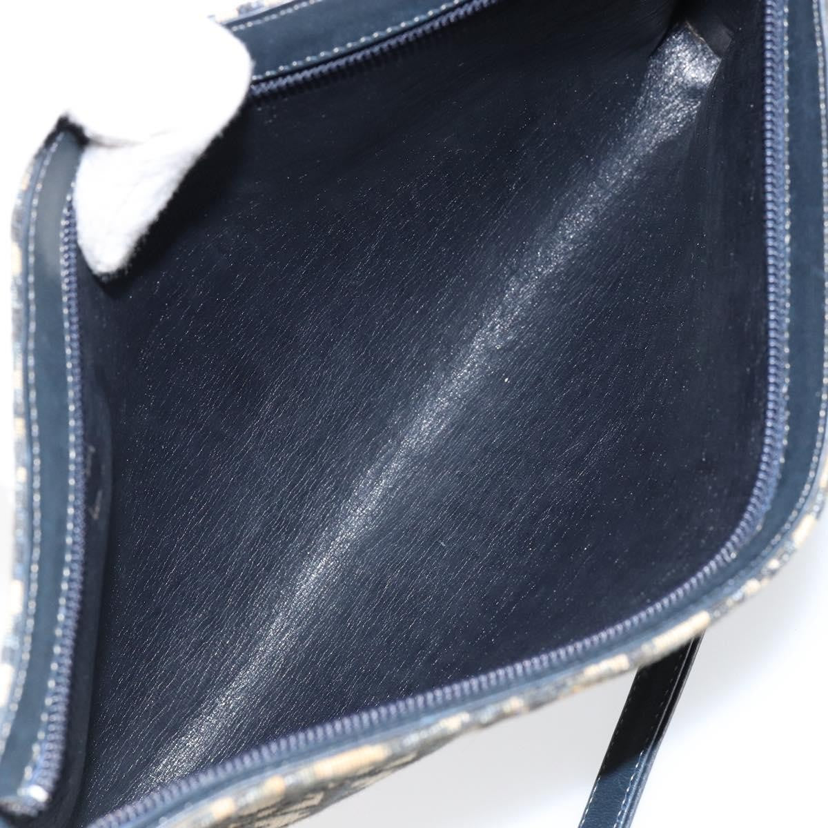 Christian Dior Vintage Trotter Shoulder Bag Canvas, NAVY, CANVAS, Shoulder bag