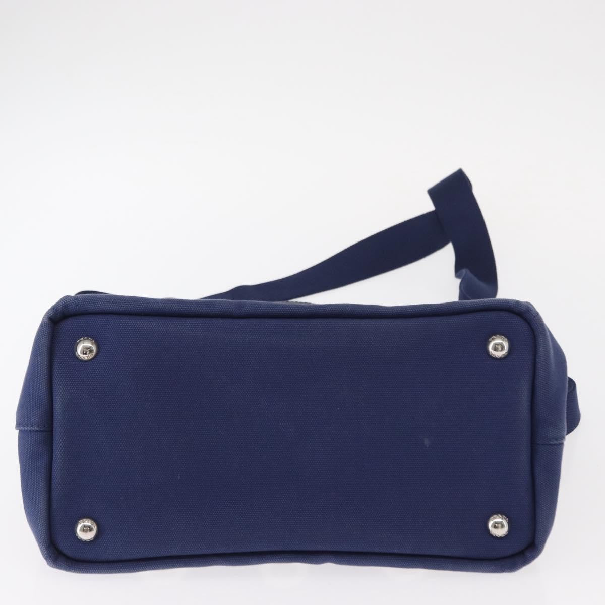 Prada Canapa Convertible Tote Grommet Embellished Canvas, BLUE, CANVAS, Tote bag
