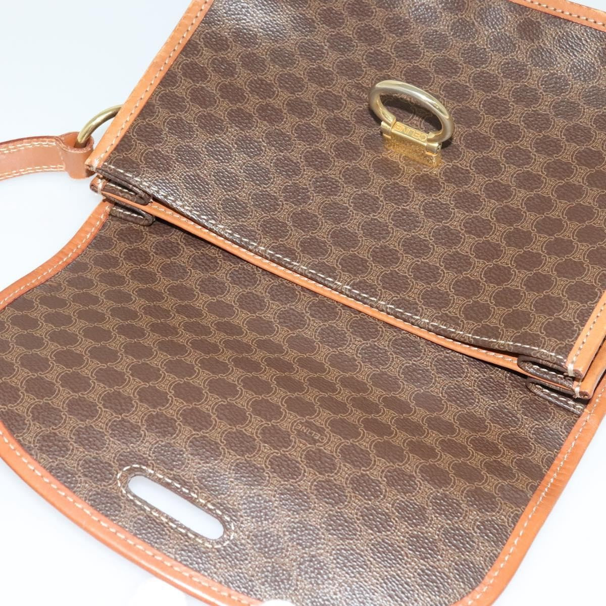 Celine Vintage Macadam Shoulder Bag Canvas and Leather, BROWN, CANVAS, Shoulder bag