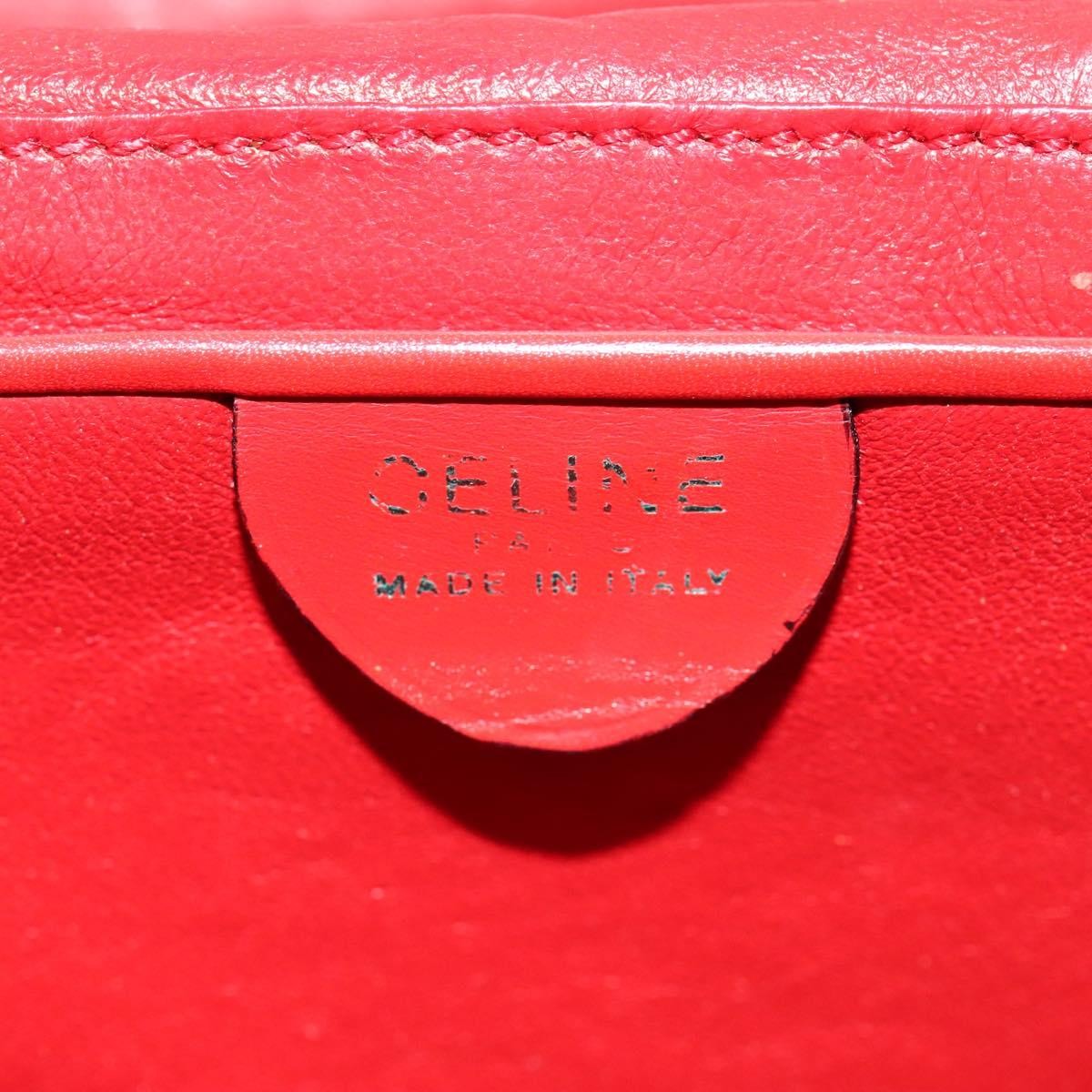 Celine Chain Shoulder Bag Leather, RED, LEATHER, Shoulder bag