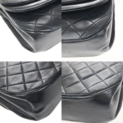 Chanel Vintage Flap Bag Leather, BLACK, LEATHER, Shoulder bag