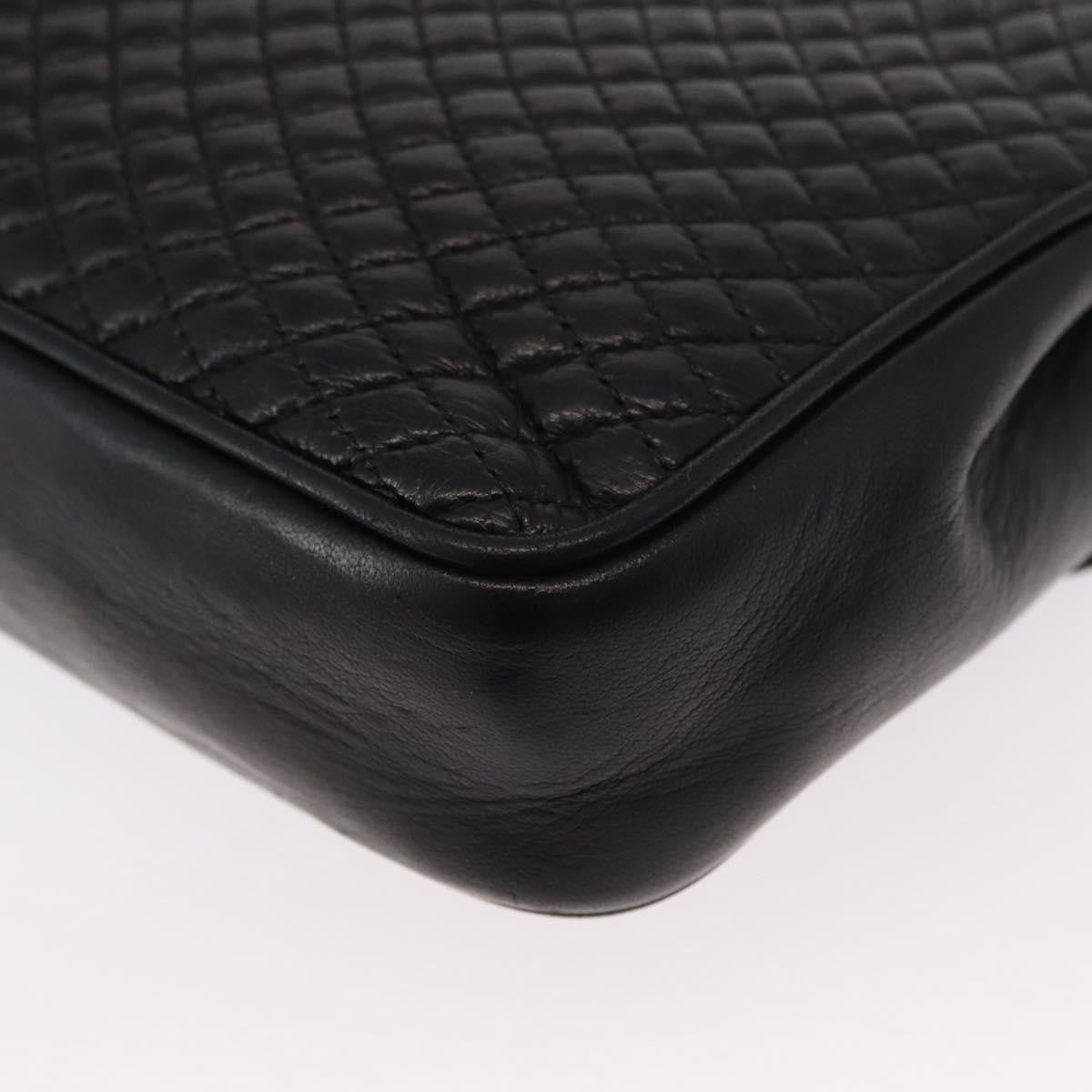 Bally Vintage Chain Shoulder Bag Quilted Leather, BLACK, LEATHER, Shoulder bag