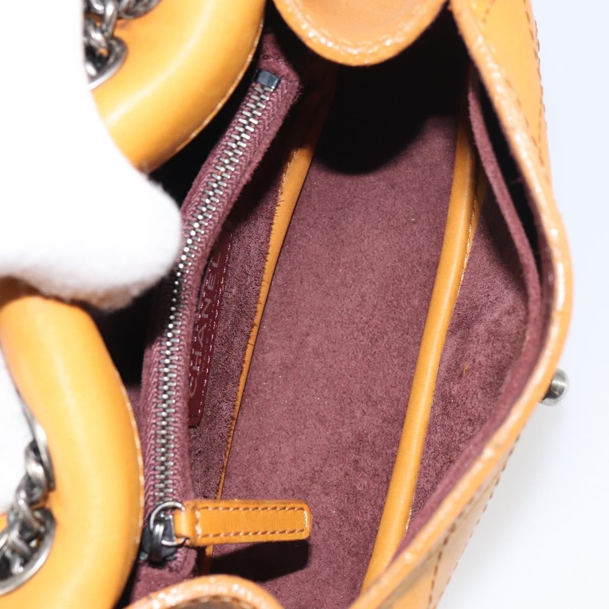 Chanel Chain Flap Bag Quilted Leather, ORANGE, LEATHER, Shoulder bag